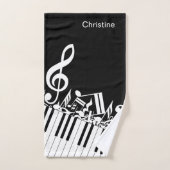 ジャムパーソナライズされたリングされた楽譜とピアノ鍵 バスタオルセット (ハンドタオル)