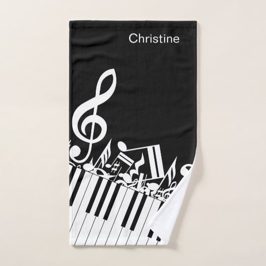 ジャムパーソナライズされたリングされた楽譜とピアノ鍵 バスタオルセット (ハンドタオル)