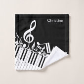 ジャムパーソナライズされたリングされた楽譜とピアノ鍵 バスタオルセット (ウォッシュタオル)