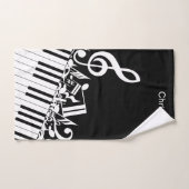 ジャムパーソナライズされたリングされた楽譜とピアノ鍵 バスタオルセット (ハンドタオル)