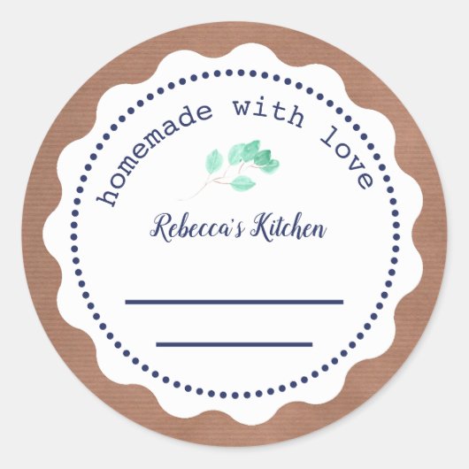 ジャムパーソナライズされた缶詰 |愛で自家製 ラウンドシール (正面)