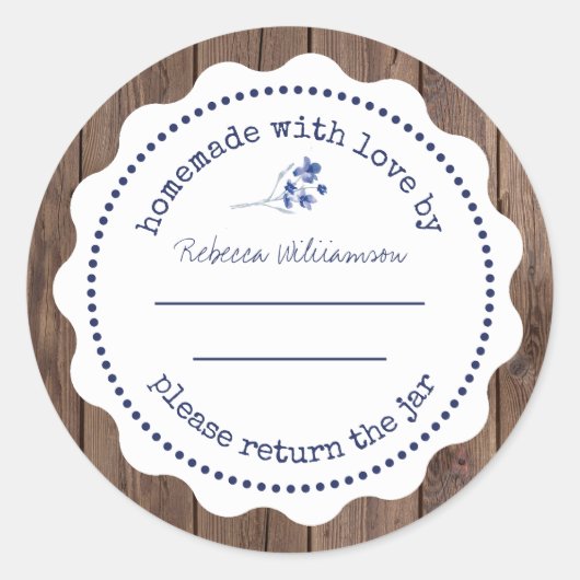 ジャムパーソナライズされた缶詰 | Homemade with love Cla ラウンドシール (正面)