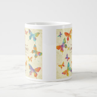 ジャムボカラフルジュグデザインと抽象芸術Butterflie ジャンボコーヒーマグカップ