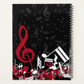 ジャムリングされた音楽ノート赤いグレーと白い黒 プランナー手帳 (裏面)