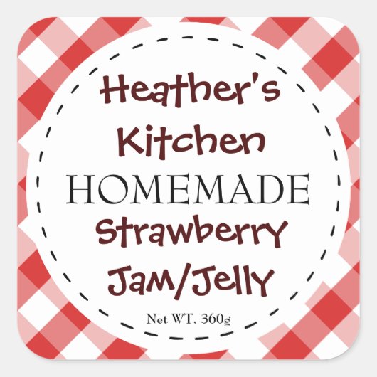 ジャム/ゼリー スクエア チェック スティッカー スクエアシール (正面)