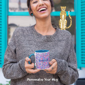 ジャメエラチータヒョウアニマルプリントピンクブルー コーヒーマグカップ