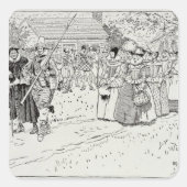 ジャメスタウンに若い女性が到着する スクエアシール (正面)