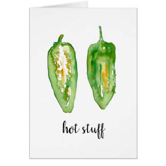 ジャラペーニョ水彩プリントグリーティングカード
