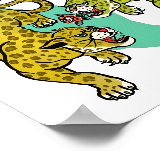 ジャリスコメキシコ、レトロ旅行ポスター、ジャガーアート ポスター (角)