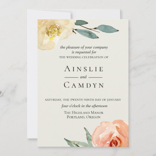 ジャルダンデフルーアエメラルド結婚式招待状 招待状 (正面)