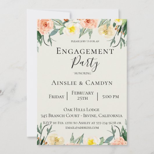 ジャルダンデフルーア婚約パーティ招待状 招待状 (正面)