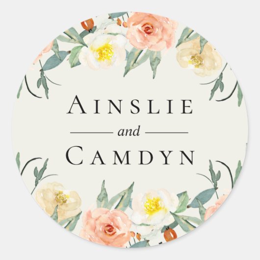 ジャルダンフルーアスパーソナライズされたステッカー ラウンドシール (正面)