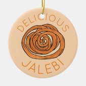 ジャレビサウスアジアインディアンミタイ甘いスナックフード セラミックオーナメント (正面)