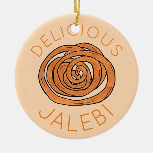 ジャレビサウスアジアインディアンミタイ甘いスナックフード セラミックオーナメント (正面)