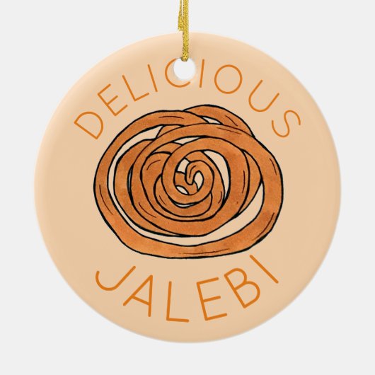 ジャレビサウスアジアインディアンミタイ甘いスナックフード セラミックオーナメント (裏面)