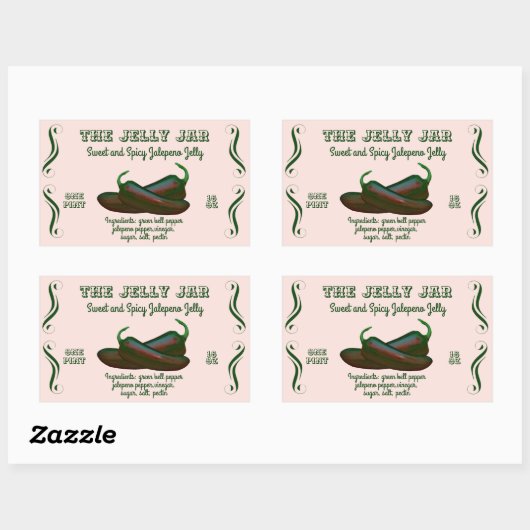 ジャレペノジェリーホームキャニングビジネスフードラベル 長方形シール (シート)