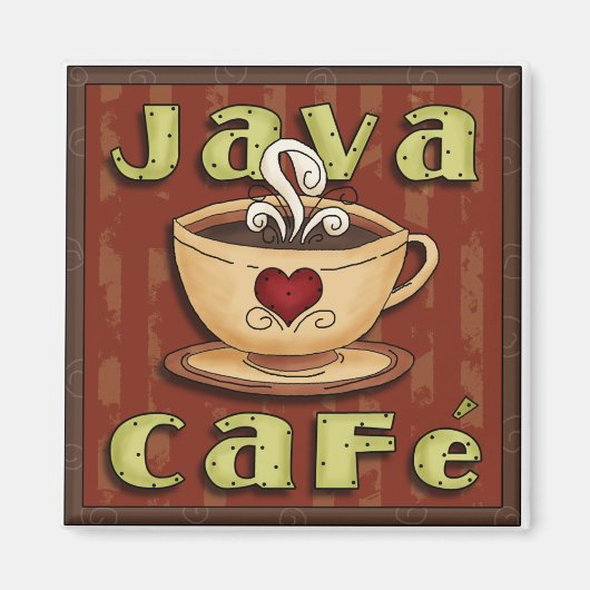 ジャワのカフェのコーヒー恋人の磁石 マグネット (正面)
