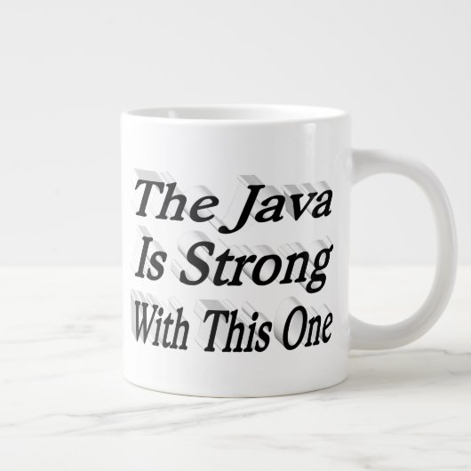 ジャワは強いコーヒおもしろいー引用文ブラックハーフ文字 ジャンボコーヒーマグカップ (右)