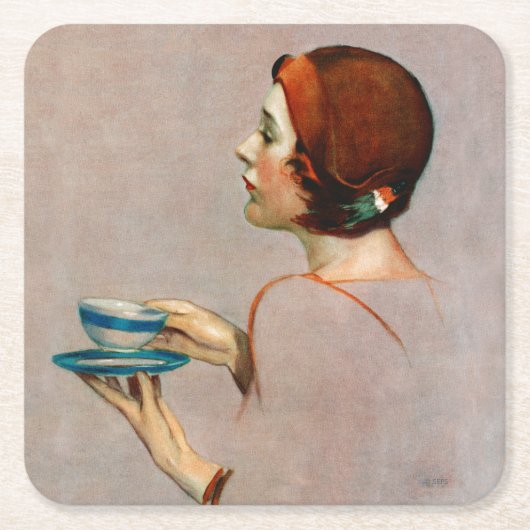 ジャワカップ スクエアペーパーコースター (正面)