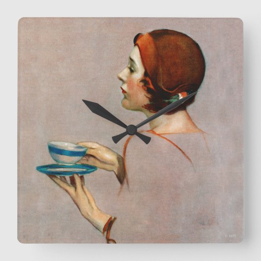 ジャワカップ スクエア壁時計 (正面)