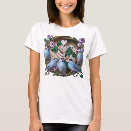 ジャワスズメ、ジャワコーヒー Tシャツ (正面)
