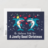 ジャワリー・グッド・クリスマス・パーソナライズされたサメ シーズンポストカード (正面/裏面)