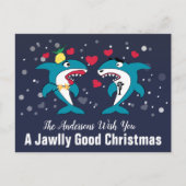 ジャワリー・グッド・クリスマス・パーソナライズされたサメ シーズンポストカード (正面)
