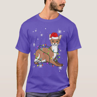 ジャワ猫クリスマスライトクリスマスキャットサンタ Tシャツ