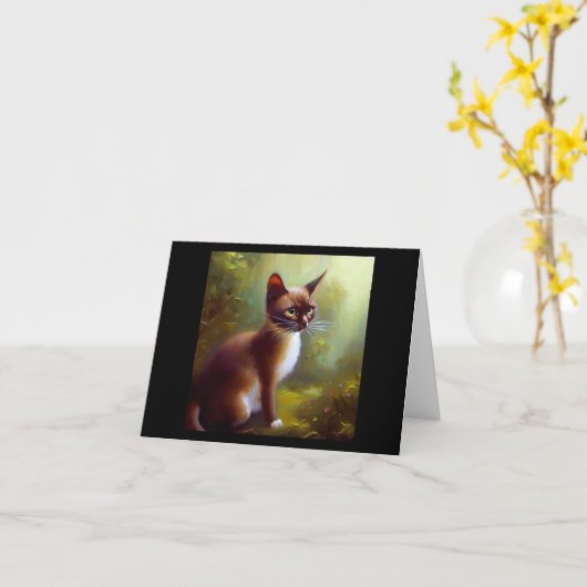 ジャワ猫 カード (黄色い花)