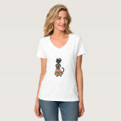ジャワ風ブラックキャット伝統的なケバヤ姿 Tシャツ (正面フル)