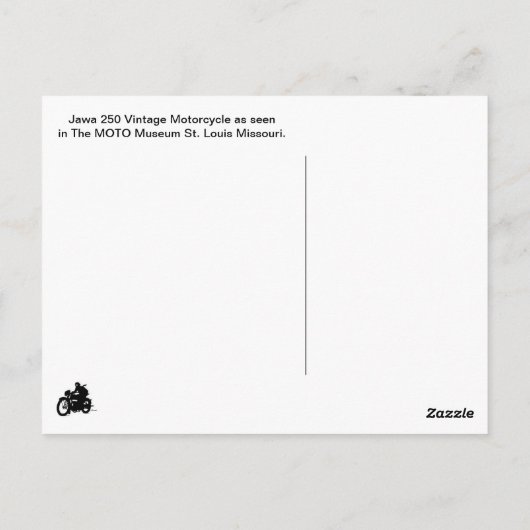 ジャワ250ヴィンテージバイクMOTOミュージアムセントルイス ポストカード (裏面)
