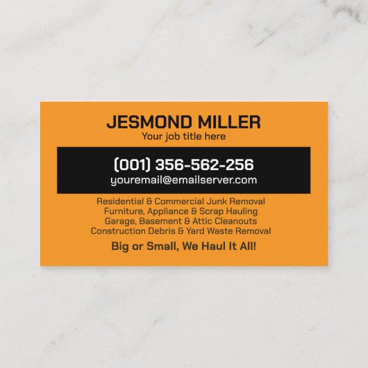 ジャンクの取り外しと運搬 名刺 (裏面)