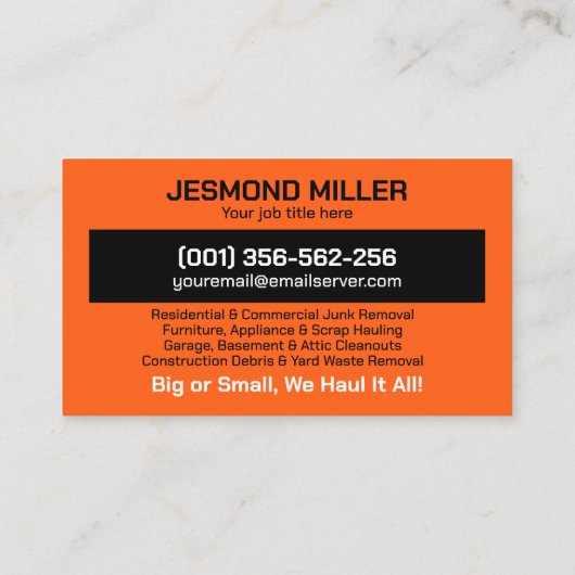 ジャンクの取り外しと運搬 名刺 (裏面)