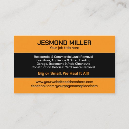 ジャンクの取り外しと運搬 名刺 (裏面)