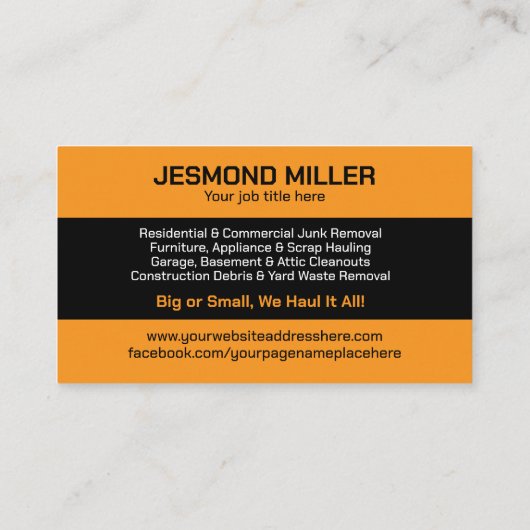 ジャンクの取り外しと運搬 名刺 (裏面)