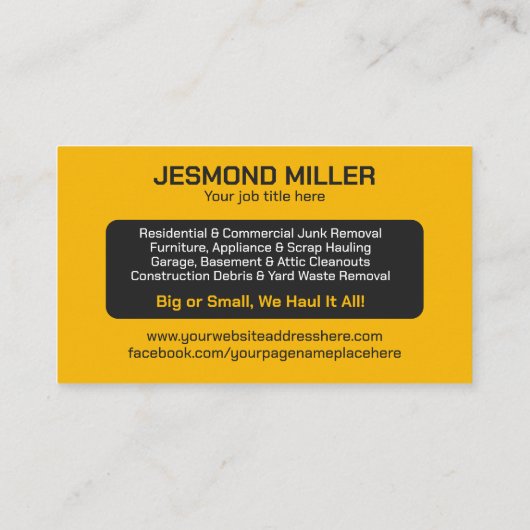 ジャンクの取り外しと運搬 名刺 (裏面)