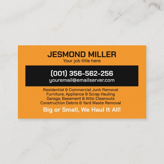 ジャンクの取り外しと運搬 名刺 (裏面)