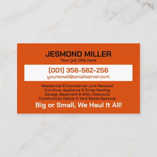 ジャンクの取り外しと運搬 名刺 (裏面)