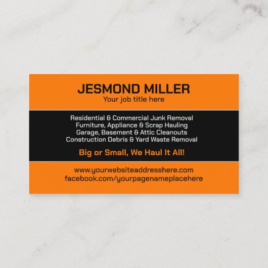 ジャンクの取り外しと運搬 名刺 (裏面)