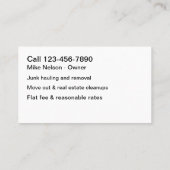 ジャンクの運搬と取り外しサービス名刺 名刺 (裏面)