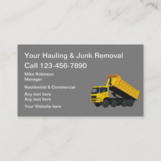 ジャンクの運搬と取り外し編集可能名刺 名刺 (裏面)