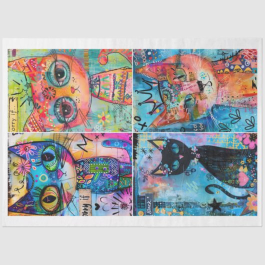 ジャンクジャーナリング混雑用メディアの気まぐれな猫 薄葉紙 (正面)