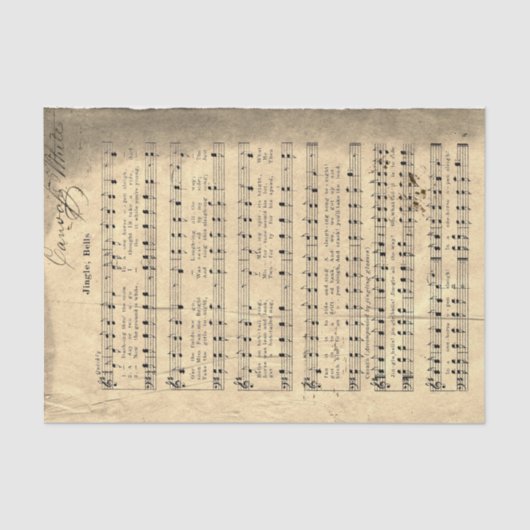 ジャンクジャーナルJingle Bellくしゃくしゃになった音楽スコアページ 薄葉紙 (正面)