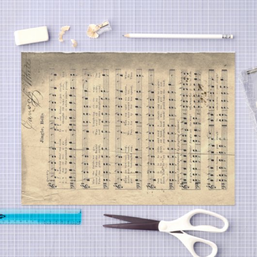 ジャンクジャーナルJingle Bellくしゃくしゃになった音楽スコアページ 薄葉紙 (クラフト)