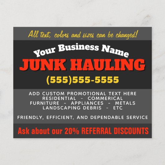 ジャンクハウリングゴミの取り除き4x5カスタムマーケティング チラシ (裏面)