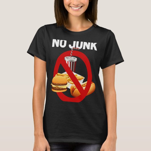 ジャンクビーガンヘルシージャンクフードなし Tシャツ (正面)