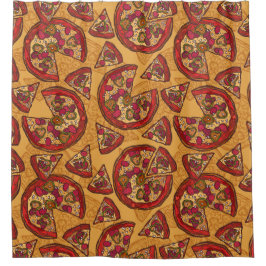 ジャンクフードパターン シャワーカーテン