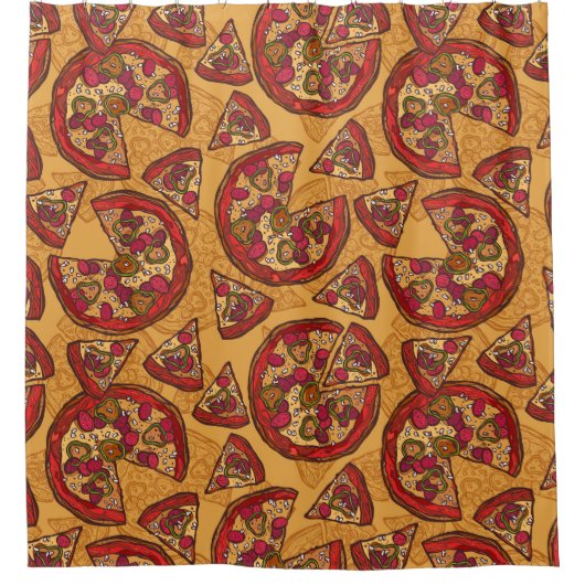 ジャンクフードパターン シャワーカーテン (正面)