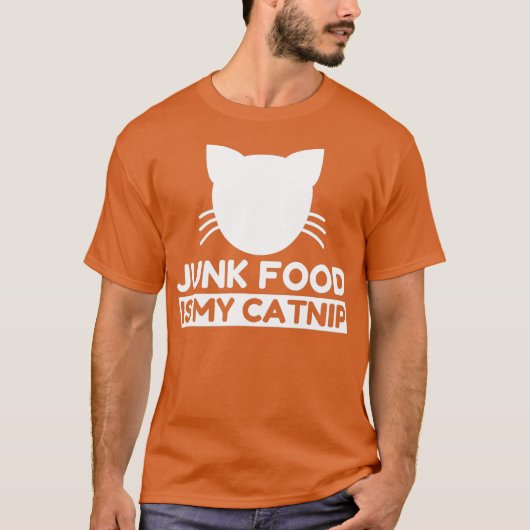 ジャンクフード好きおもしろいのかわいい猫の贈り物 Tシャツ (正面)