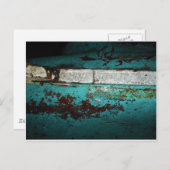 ジャンクヤードのビンテージカー 50年代のターコイズアクア ポストカード (正面/裏面)